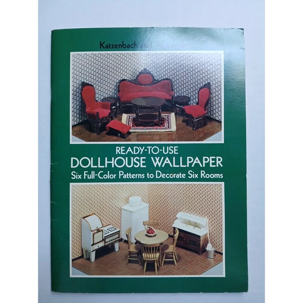 VINTAGE 'READY-TO-USE DOLLHOUSE WALLPAPER' KATZENBACH‎ & WARREN 1977 SIX DESIGNS